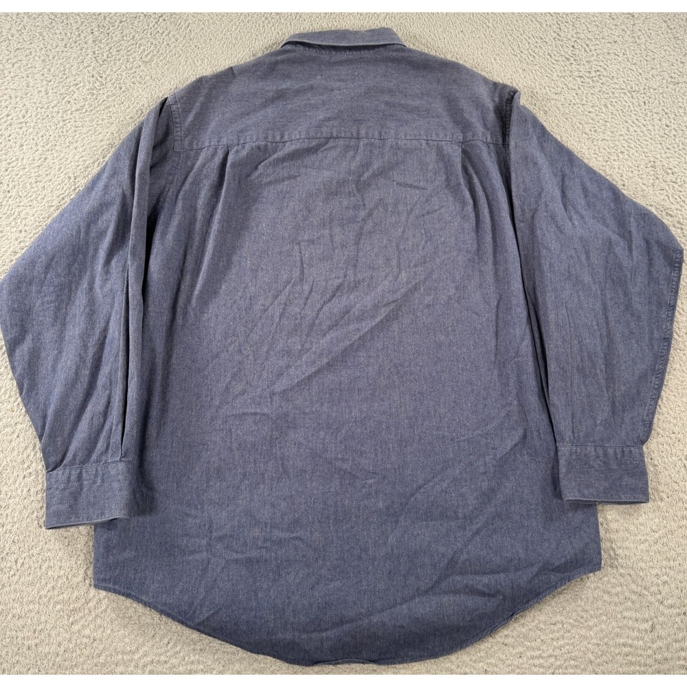 Lamberti Shirt Men's 16.5 Blue Long Sleeve Collared Front Pocket Button Up - Picture 2 of 6